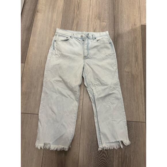 American Eagle Light Wash Wide Leg Cropped Jeans size 14 - Picture 1 of 7